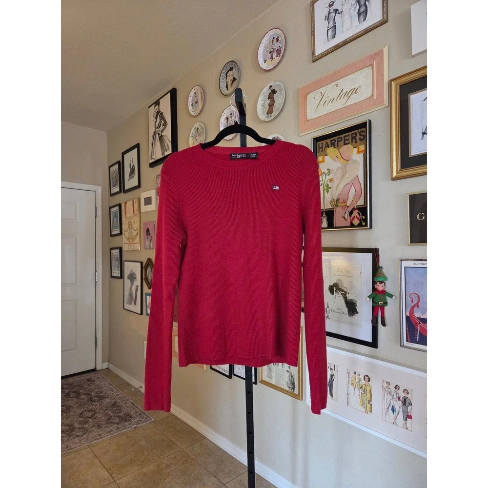 Polo Jeans Co Ralph Lauren 90s Red‎ Sweater RL Flag Logo XL
